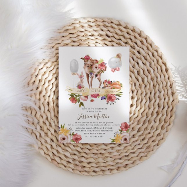 Blommigten Virtuella babyskor för matlagningsdjur Inbjudningar (Skapare uppladdad)