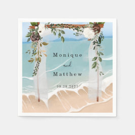 Blommigten Vit kanopi i Östersjön Modern Bröllop Pappersservett