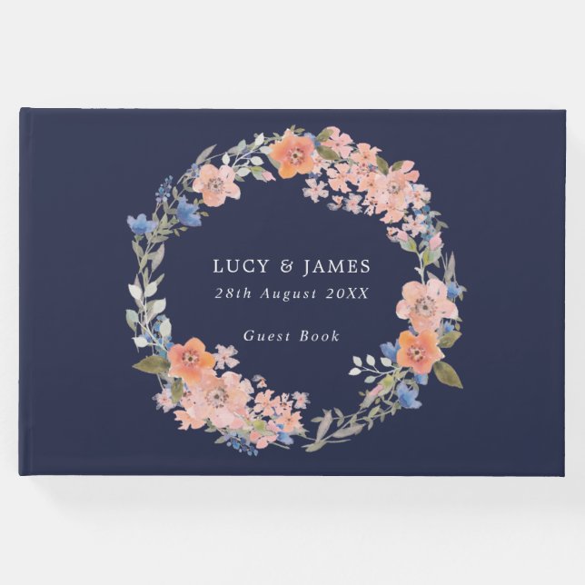 Blommigten Wandeans Bröllop Guest Bok (Framsida)