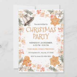 Blommigten Watercolor Bell jul Party Inbjudningar