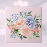 Blommigten Watercolor Blue Rosa Hydrangea Peony Vå Kakelplatta<br><div class="desc">För in vår skönhet i ditt område med vår keramiska briljant Rosa Hydrangea Peony Vår Blommigt. Perfekt för blommor och naturentusiaster!</div>