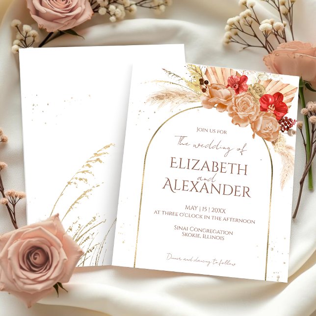 Blommigten Watercolor Boho | Bröllopsinbjudningar (Skapare uppladdad)