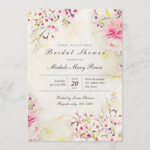 Blommigten Watercolor Boho Möhippa Inbjudan
