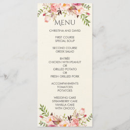 Blommigten Watercolor Boho Romantic Modern Bröllop Meny