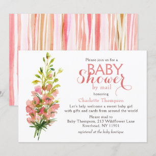 Blommigten Watercolor Bouquet för babyvisningspro Inbjudningar
