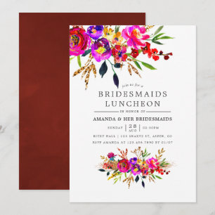 Blommigten Watercolor Bridesmaids Luncheon-inbjuda Inbjudningar