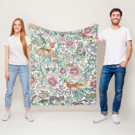 Blommigten Watercolor Fantasy Forest Animals Woodl Fleecefilt