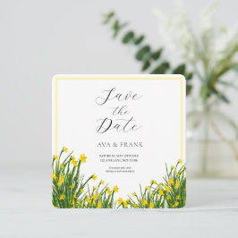 Blommigten Watercolor Gult Garden White Bröllop Spara Datumet