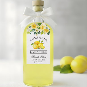 Blommigten Watercolor Lemons Limoncello Bröllop Presentetikett