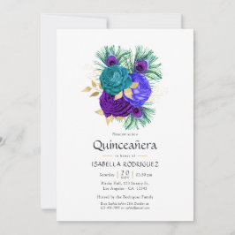 Blommigten Watercolor Mardi Gras Quinceañera Inbjudningar