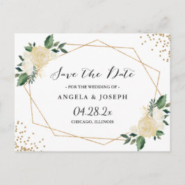 Blommigten Watercolor Nature Grönt Guld Spara datu Meddelande Vykort