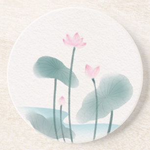Blommigten Watercolor Painting Lotus Underlägg