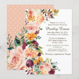 Blommigten Watercolor Peach Orange Ro Möhippa Inbjudningar