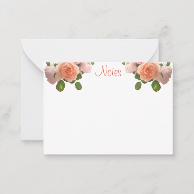 Blommigten Watercolor Ro Hand Script Template Anteckningskort (Framsida)