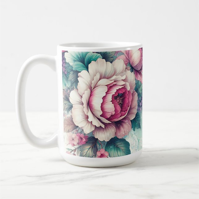 Blommigten Watercolor Ro Kaffemugg (Vänster)