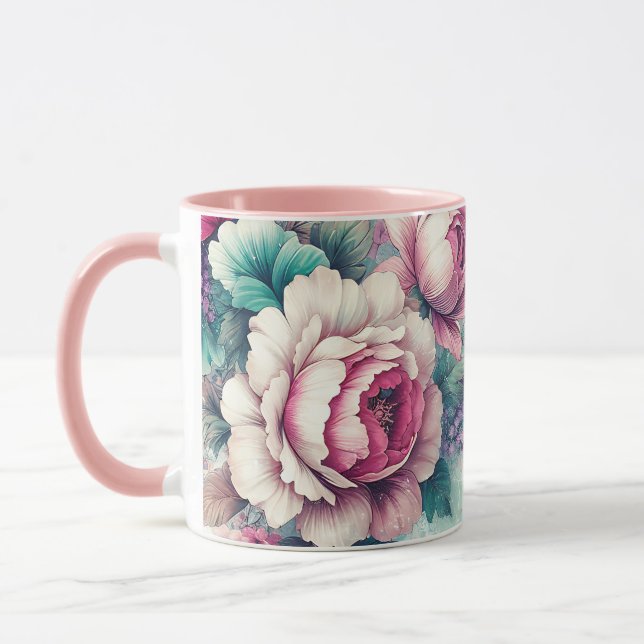 Blommigten Watercolor Ro Mugg (Vänster)