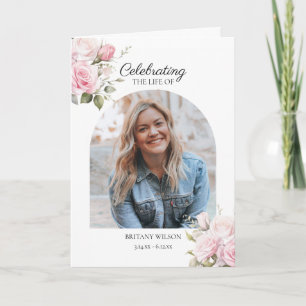 Blommigten Watercolor Ro Photo Funeral Memorial P Program