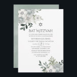 Blommigten Watercolor Silver Sage Bat mitzvah Inbjudningar<br><div class="desc">Trendig silver sage blommigt bat mitzvah inbjudan anpassade till dina händelsespecifikationer. Kredit till choklad.</div>