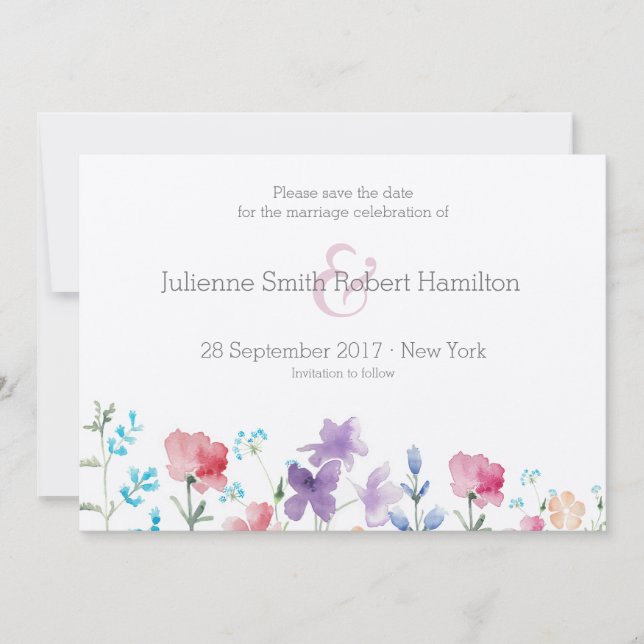 Blommigten Watercolor Spara datum Spara Datumet (Framsida)