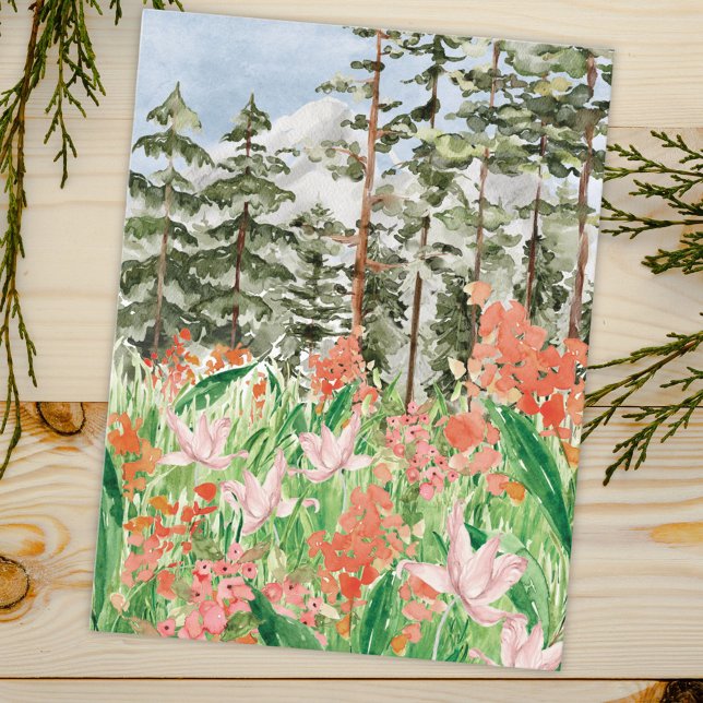 Blommigten Watercolor Wildblomskugga Vykort (Close up)