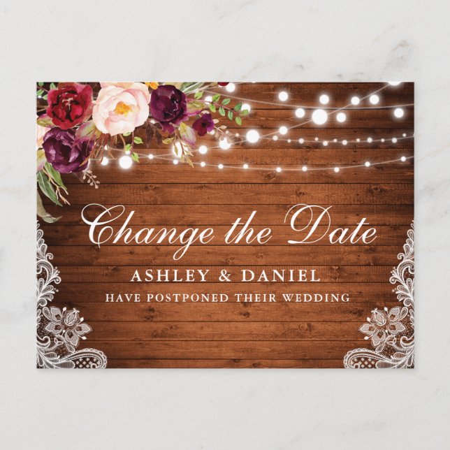 Blommigten Watercolor Wood Ändra datum Vykort (Framsida)