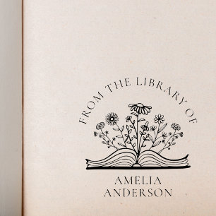 Blommigten Wildblomma från Bibliotek med eget namn Självfärgande Stämpel