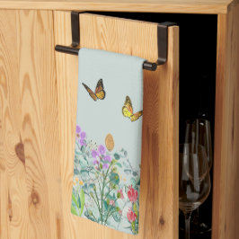 Blommigten Wildblomma och Butterflies Kökshandduk