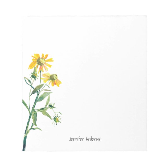 Blommigten Wildblomma Personalize Modern Watercolo Anteckningsblock (Framsida)