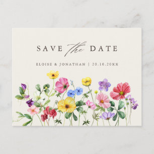 Blommigten Wildblomma Rustic Chic Boho Spara datum Vykort