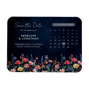 Blommigten Wildblomma Rustic Land Spara datum Magnet