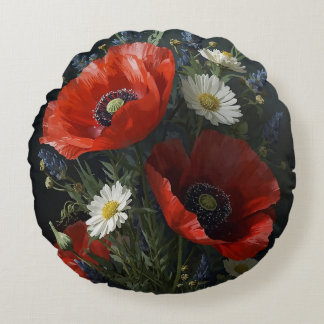 Blommigten Wildblomma still Life - Cottagecore Rea Rund Kudde