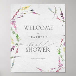 Blommigten Wildblommans vattenfärg Välkomsthälsnin Poster
