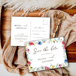 Blommigten Wildblommor Garden Spara datum Inbjudan Vykort