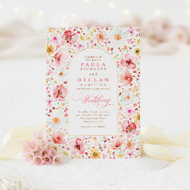 Blommigten Wildblommor Meadow Garden  Rosa Bröllop Inbjudningar