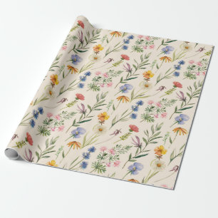 Blommigten Wildblommor Minimalist Boho Presentpapper