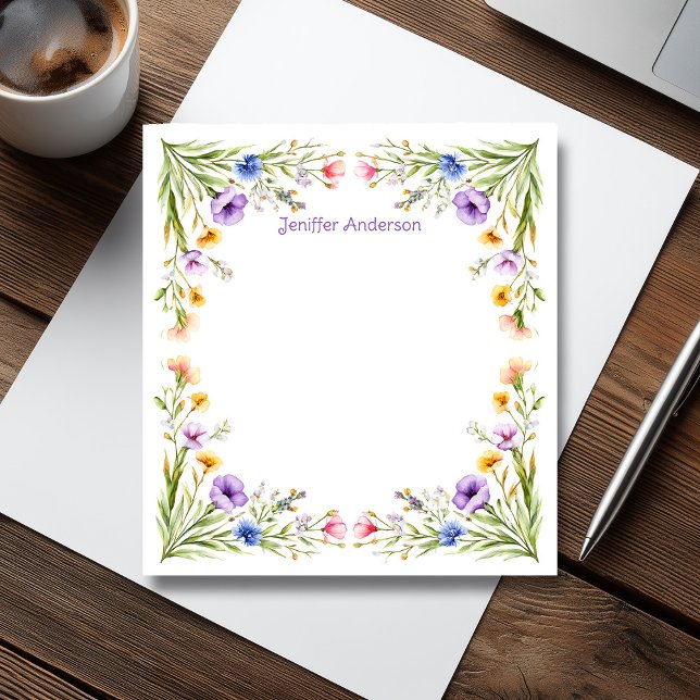 Blommigten Wildblommor Poppies & Cornblommor Anteckningsblock (Wildflowers Poppies & Cornflowers Floral Notepad)