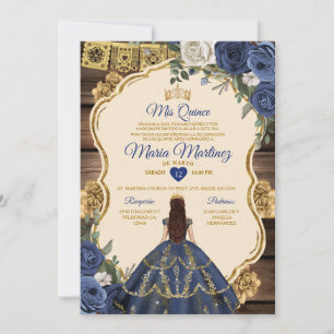 Blommigten Wood Princess Quiñceanera i spanska flo Inbjudningar