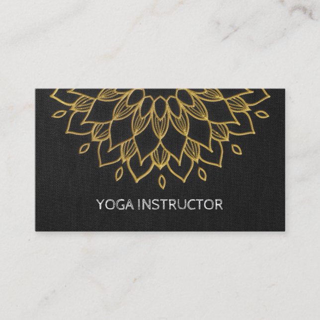 BLOMMIGTEN YOGA-instruktör Chic Embroidery Black G Visitkort (Framsida)