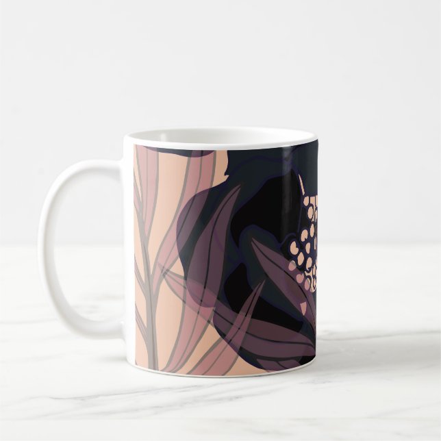 Blommigtens abstrakt, konstnärlig bakgrund. kaffemugg (Vänster)