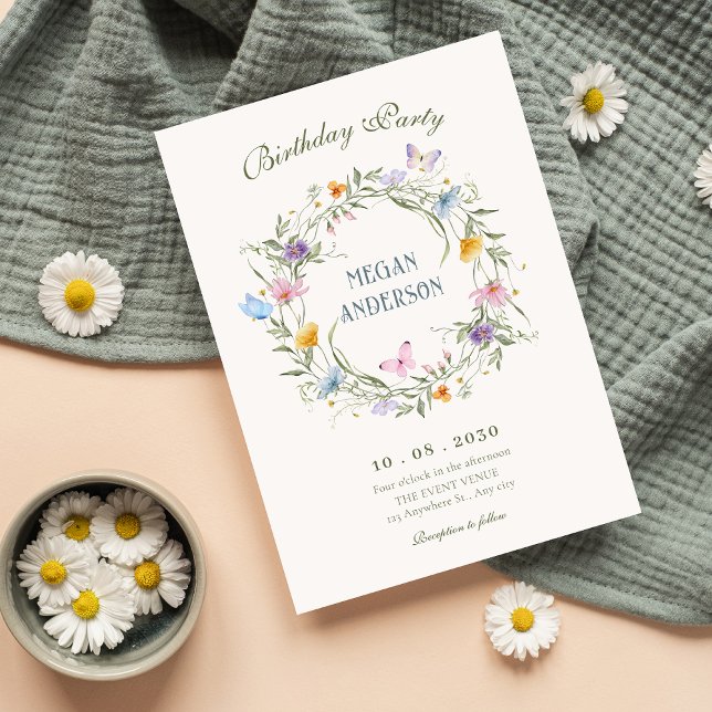 Blommigtens andningsfödelsedag inbjudningar (Skapare uppladdad)