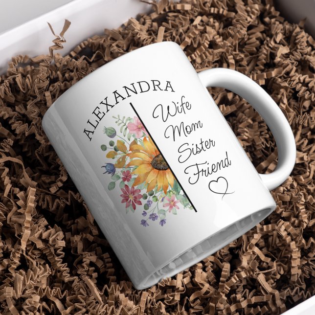 Blommigtens anpassade namn och textmaka Mamma Syst Kaffemugg (Easily customize this mug to create the perfect gift for a special person.)