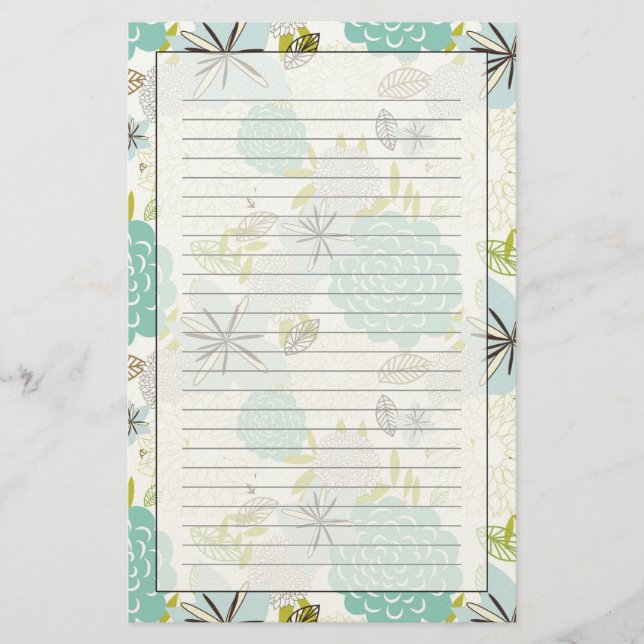 Blommigtens bakgrund 5 brevpapper (Framsida)