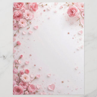 Blommigtens bakgrund för pappra brev, Valentin Brevhuvud