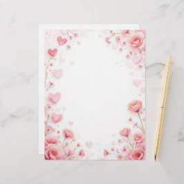 Blommigtens bakgrund för pappra brev, Valentin Brevhuvud