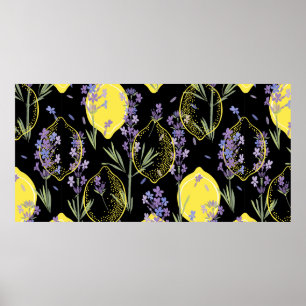 Blommigtens bakgrund med handdragna lavenderblommo poster
