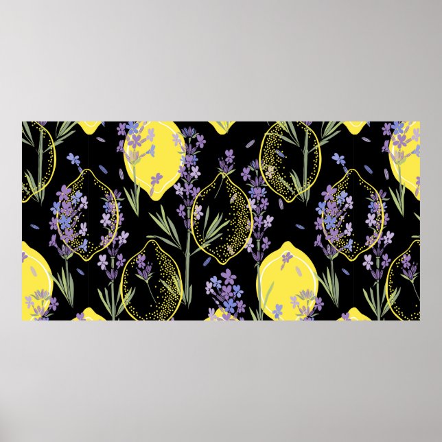 Blommigtens bakgrund med handdragna lavenderblommo poster (Framsidan)
