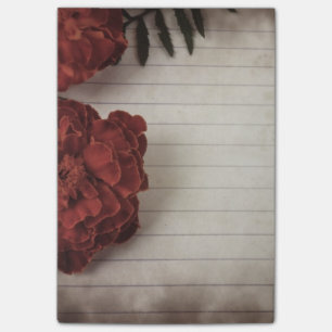 Blommigtens bakgrund med Linjerad Papper Post-it Block