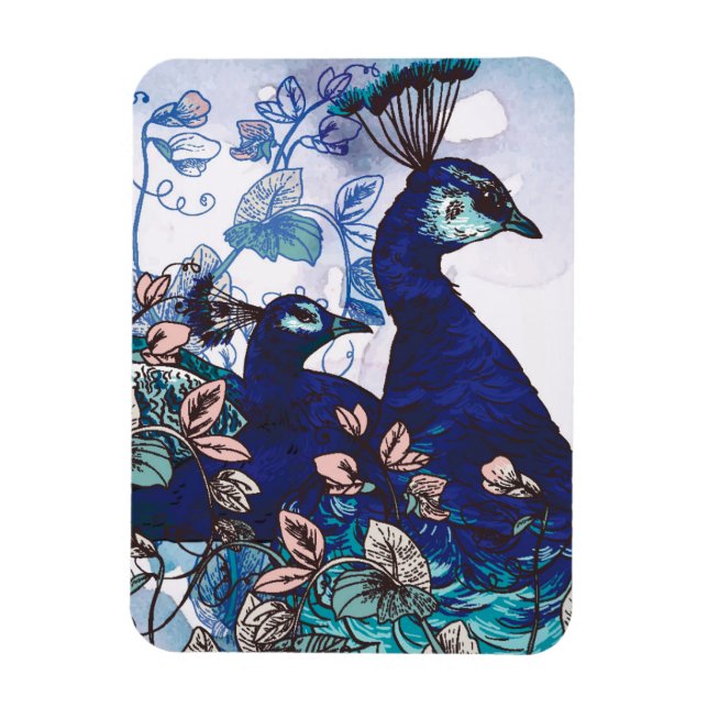 Blommigtens bakgrund med Peacocks Magnet (Vertikal)