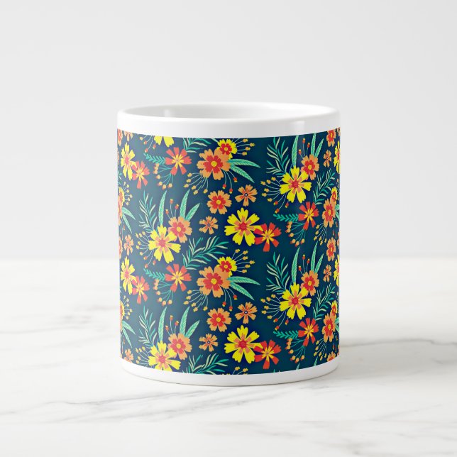 Blommigtens bakgrundsdesign - perfekt design jumbo mugg (Framsidan)