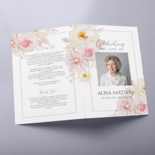 Blommigtens begravningsprogram för att fira livet Reklamblad